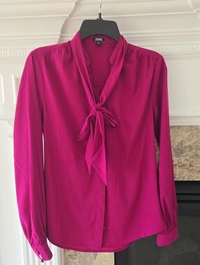 Express Women's Tie-Neck Blouse in Magenta